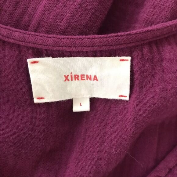 Xirena Purple Cotton Short Sleeve V Neck Long Bohemian Maxi Dress - L - Picture 8 of 8
